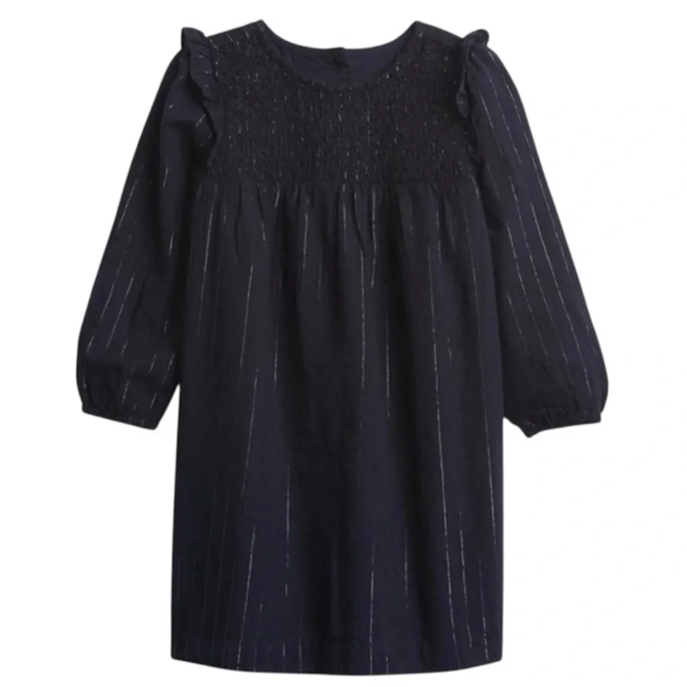 Baby GAP Girl’s Blue Silver Dress Smocked Front Detail Size 3T